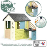 Smoby Life - Maison Pretty + Cuisine d'été - Plaque Grill et évier - 17 accessoires - Matiere Recyclée - Des 2 Ans