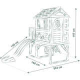 Smoby Life - Maison Pilotis avec toboggan - Nouveau colori - Plateforme 70cm - Anti-UV - Fabriqué en France