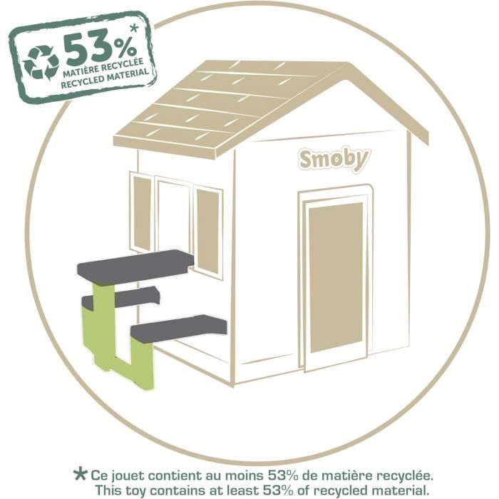 Smoby Life - Table Pique Nique - Compatible maisons Smoby (Mud Cooking House, Chef House, Garden House, Friends House, Jura Lodge)