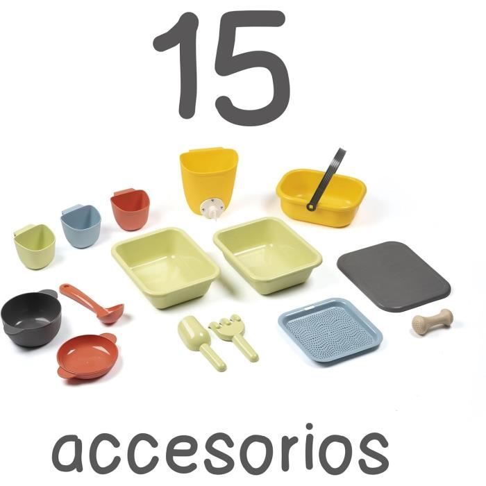 Smoby Life - Mud Kitchen - Jeu de cuisine en extérieur - 15 accessoires - Anti-UV - Matiere Recyclée - Des 3 Ans