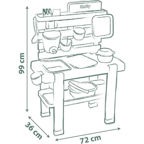 Smoby Life - Mud Kitchen - Jeu de cuisine en extérieur - 15 accessoires - Anti-UV - Matiere Recyclée - Des 3 Ans