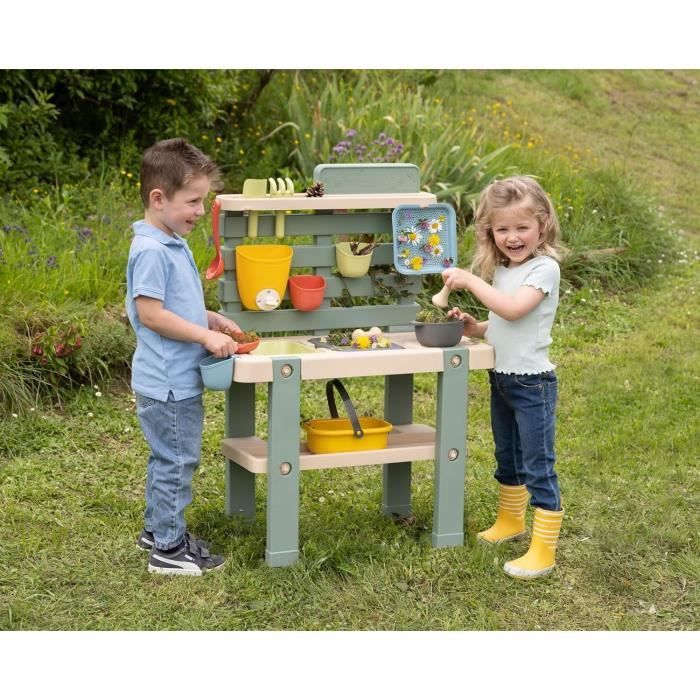 Smoby Life - Mud Kitchen - Jeu de cuisine en extérieur - 15 accessoires - Anti-UV - Matiere Recyclée - Des 3 Ans