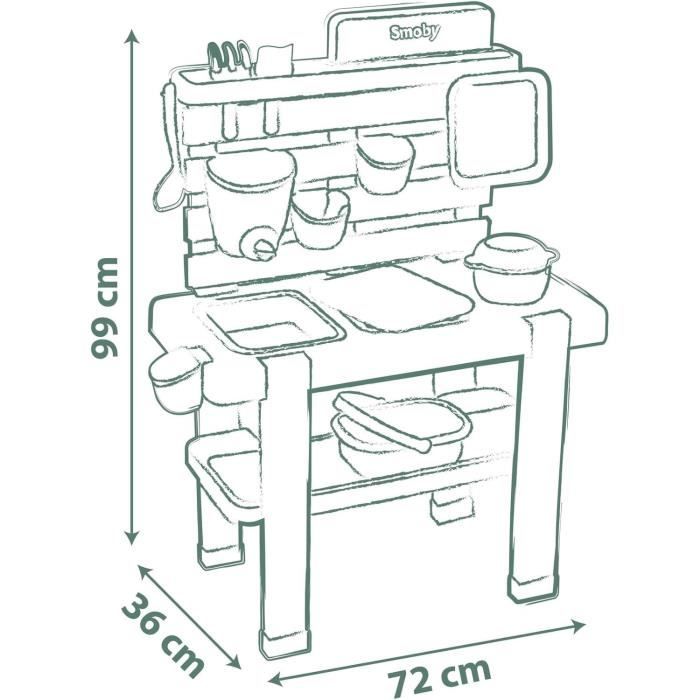 Smoby Life - Mud Kitchen - Jeu de cuisine en extérieur - 15 accessoires - Anti-UV - Matiere Recyclée - Des 3 Ans