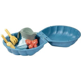 Smoby Life - Mini Bac a Sable Double Garni - Forme Coquillage - Pelle, Rateau, Moule a Sable, Arrosoir - Matiere Recyclée -  18 mois
