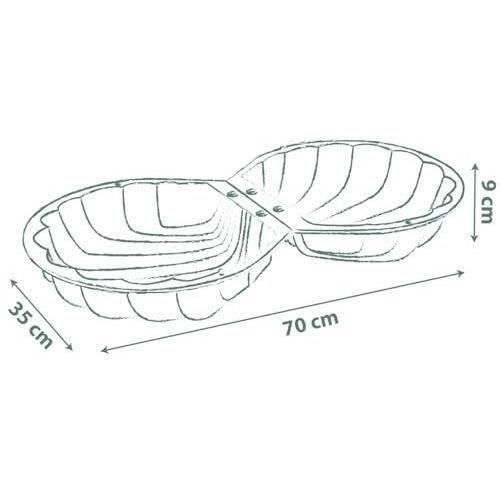Smoby Life - Mini Bac a Sable Double Garni - Forme Coquillage - Pelle, Rateau, Moule a Sable, Arrosoir - Matiere Recyclée -  18 mois