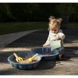 Smoby Life - Mini Bac a Sable Double Garni - Forme Coquillage - Pelle, Rateau, Moule a Sable, Arrosoir - Matiere Recyclée -  18 mois