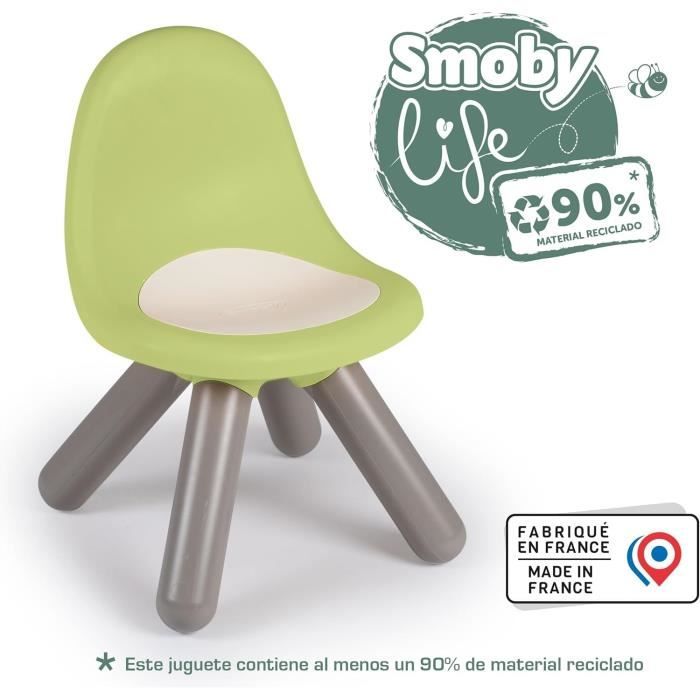 Smoby Life - Chaise enfant vert pomme - Pieds soufflés - Intérieur et Extérieur - Anti-UV