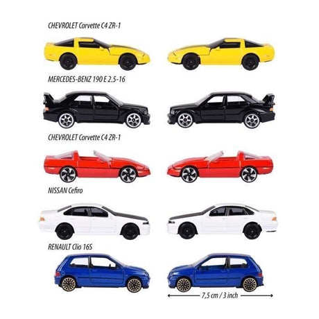 Coffret 5 Voitures - MAJORETTE - Voitures métal a roues libres - Suspensions et parties ouvrantes - Échelle 1/64 - Des 3 ans