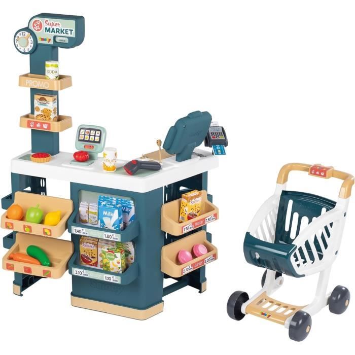 SMOBY - Marchande - Supermarché avec coin fruits et légumes- 42 accessoires inclus - Des 3 ans