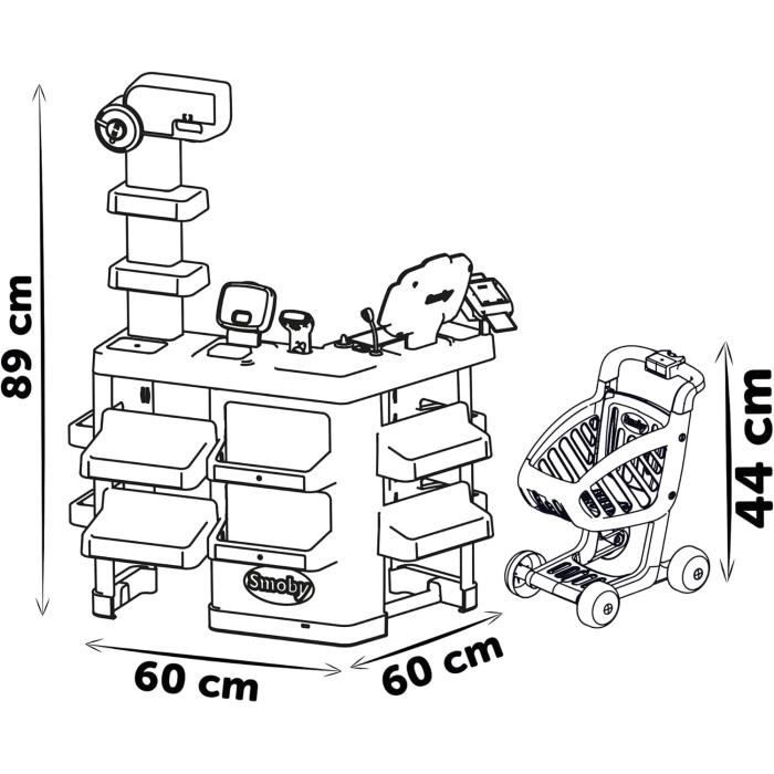 SMOBY - Marchande - Supermarché avec coin fruits et légumes- 42 accessoires inclus - Des 3 ans