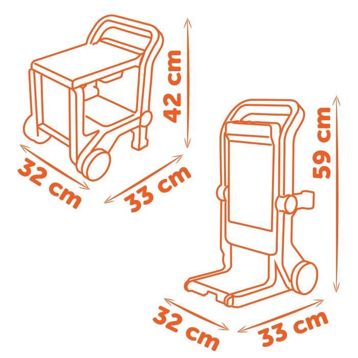 Smoby - Black+Decker - Diable + Boite 3 en 1 - 19 accessoires - Fabriqué en France