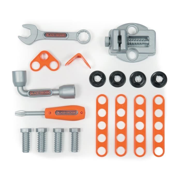 Smoby - Black+Decker - Diable + Boite 3 en 1 - 19 accessoires - Fabriqué en France