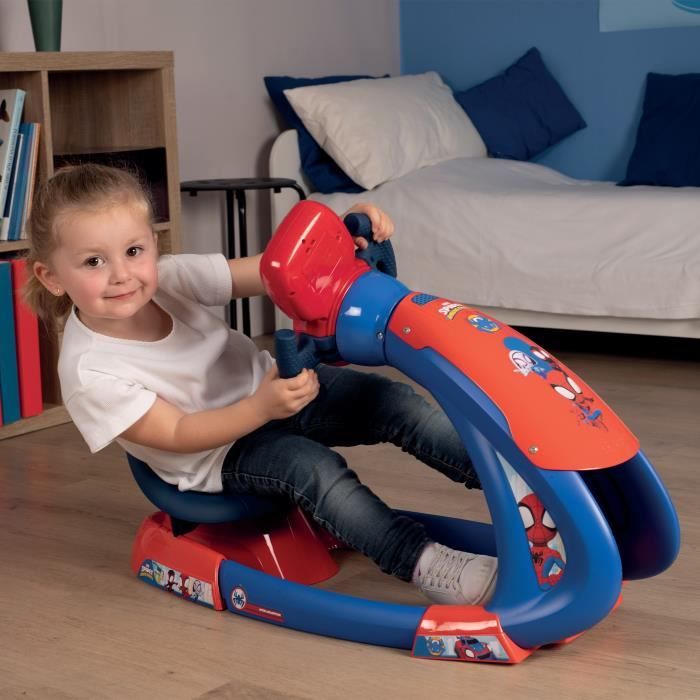 Smoby - Spidey - V8 Driver - Simulateur de conduite pour enfant - Siege ajustable - Sons et lumieres - Piles non incluses