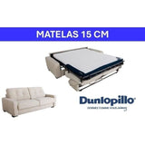 Canapé convertible express - 2/3 places - SOA - Tissu gauffré - Beige - Matelas 15 cm - 195 x 100 x 91 cm - DUNLOPILLO