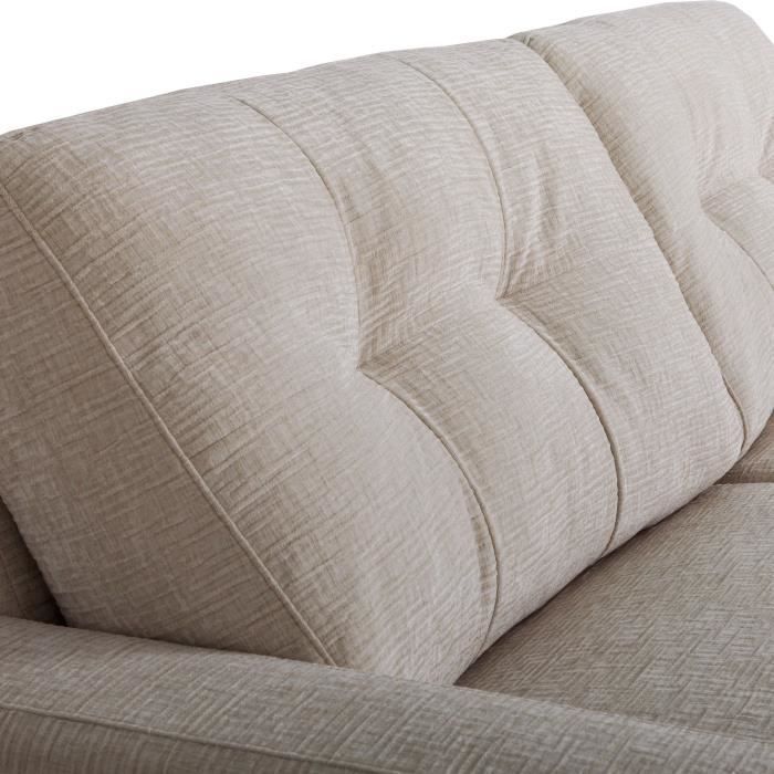 Canapé convertible express - 2/3 places - SOA - Tissu gauffré - Beige - Matelas 15 cm - 195 x 100 x 91 cm - DUNLOPILLO