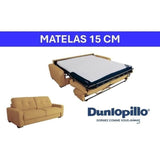 Canapé convertible express - 2/3 places - SOA - Tissu gauffré - Ocre - Matelas 15 cm - 195 x 100 x 91 cm - DUNLOPILLO