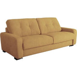 Canapé convertible express - 2/3 places - SOA - Tissu gauffré - Ocre - Matelas 15 cm - 195 x 100 x 91 cm - DUNLOPILLO