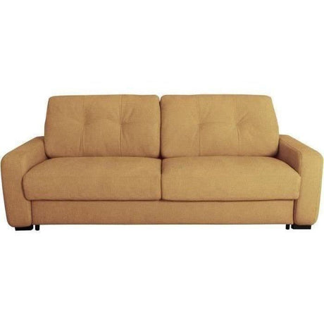 Canapé convertible express - 2/3 places - SOA - Tissu gauffré - Ocre - Matelas 15 cm - 195 x 100 x 91 cm - DUNLOPILLO
