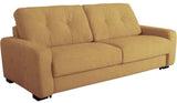 Canapé convertible express - 2/3 places - SOA - Tissu gauffré - Ocre - Matelas 15 cm - 195 x 100 x 91 cm - DUNLOPILLO