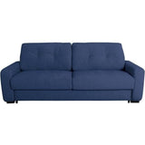 Canapé convertible express - 2/3 places - SOA - Tissu gauffré - Saphir - Matelas 15 cm - 195 x 100 x 91 cm - DUNLOPILLO