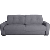 Canapé convertible express - 2/3 places - SOA - Tissu gauffré - Gris souris - Matelas 15 cm - 195 x 100 x 91 cm - DUNLOPILLO