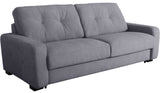 Canapé convertible express - 2/3 places - SOA - Tissu gauffré - Gris souris - Matelas 15 cm - 195 x 100 x 91 cm - DUNLOPILLO