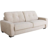 Canapé convertible express - 3 places - SOA - Tissu gauffré - Beige - Matelas 15 cm - 215 x 100 x 91 cm - DUNLOPILLO
