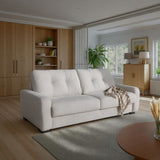 Canapé convertible express - 3 places - SOA - Tissu gauffré - Beige - Matelas 15 cm - 215 x 100 x 91 cm - DUNLOPILLO