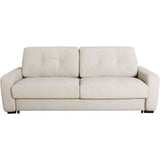 Canapé convertible express - 3 places - SOA - Tissu gauffré - Beige - Matelas 15 cm - 215 x 100 x 91 cm - DUNLOPILLO