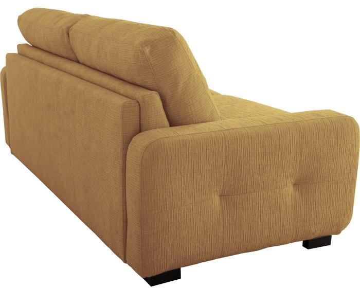 Canapé convertible express - 3 places - SOA - Tissu gauffré - Ocre - Matelas 15 cm - 215 x 100 x 91 cm - DUNLOPILLO