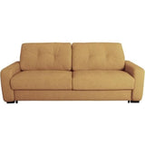 Canapé convertible express - 3 places - SOA - Tissu gauffré - Ocre - Matelas 15 cm - 215 x 100 x 91 cm - DUNLOPILLO