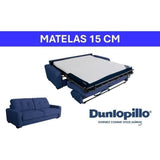 Canapé convertible express - 3 places - SOA - Tissu gauffré - Saphir - Matelas 15 cm - 215 x 100 x 91 cm - DUNLOPILLO