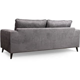 Canapé convertible - 3 places - SOAN - Tissu gris - 202 x 98 x 88 cm - HEXAGONE