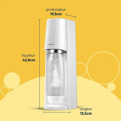 Machine a soda et eau pétillante SODASTREAM - TERRA Blanche - 2 bouteilles compatible lave-vaisselle - 1 recharge de gaz 60L