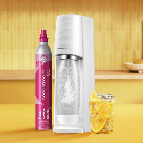 Machine a soda et eau pétillante SODASTREAM - TERRA Blanche - 2 bouteilles compatible lave-vaisselle - 1 recharge de gaz 60L