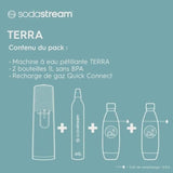 Machine a soda et eau pétillante SODASTREAM - TERRA Blanche - 2 bouteilles compatible lave-vaisselle - 1 recharge de gaz 60L