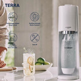Machine a soda et eau pétillante SODASTREAM - TERRA Blanche - 2 bouteilles compatible lave-vaisselle - 1 recharge de gaz 60L