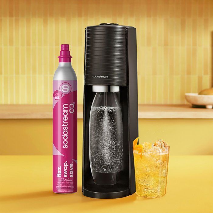 Machine a soda et eau pétillante SODASTREAM - TERRA Noire - 2 bouteilles compatible lave-vaisselle - 1 recharge de gaz 60L
