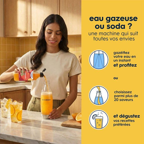 Machine a soda et eau pétillante SODASTREAM - TERRA Noire - 2 bouteilles compatible lave-vaisselle - 1 recharge de gaz 60L