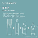 Machine a soda et eau pétillante SODASTREAM - TERRA Noire - 2 bouteilles compatible lave-vaisselle - 1 recharge de gaz 60L