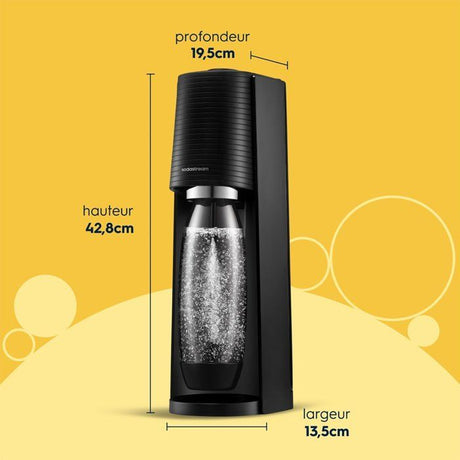 Machine a soda et eau pétillante SODASTREAM - TERRA Noire - 2 bouteilles compatible lave-vaisselle - 1 recharge de gaz 60L