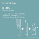 Machine a soda et eau pétillante SODASTREAM - TERRA Bleu - 1 bouteille compatible lave-vaisselle - 1 recharge de gaz 60L