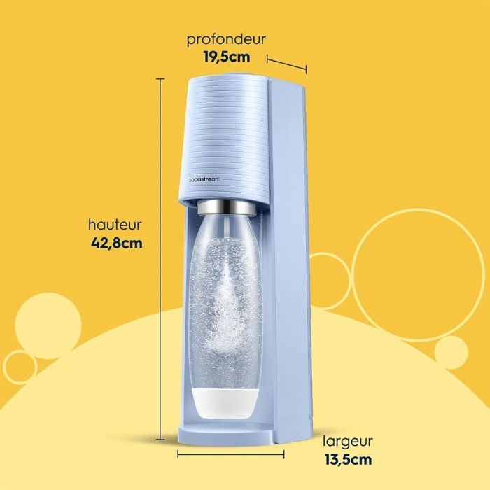 Machine a soda et eau pétillante SODASTREAM - TERRA Bleu - 1 bouteille compatible lave-vaisselle - 1 recharge de gaz 60L