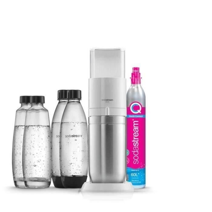 Machine a soda et eau gazeuse Sodastream DUO Blanche + 2 carafes + 2 bouteilles