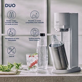 Machine a soda et eau pétillante SODASTREAM - DUO Blanche - 2 carafes en verre - 2 bouteilles - 1 recharge de gaz 60L
