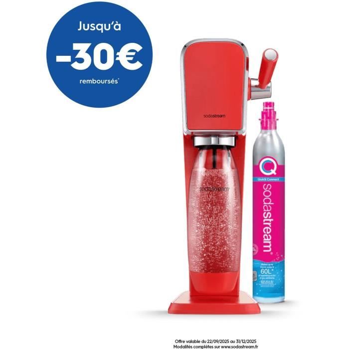 Machine a soda et eau pétillante SODASTREAM - ART Mandarine - 1 bouteille compatible lave-vaisselle - 1 recharge de gaz 60L
