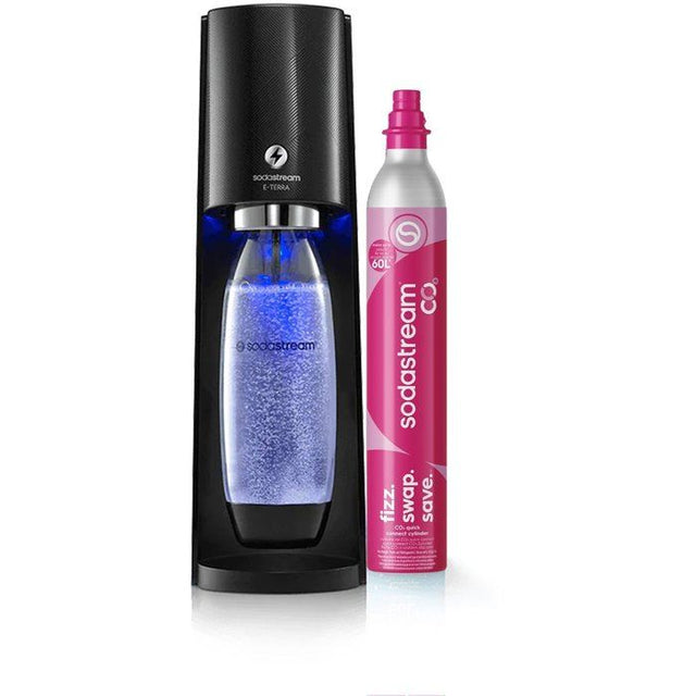 Machine a soda et eau pétillante - SODASTREAM - E-TERRA - 1 bouteille compatible lave-vaisselle - 1 recharge de gaz 60L - Noir