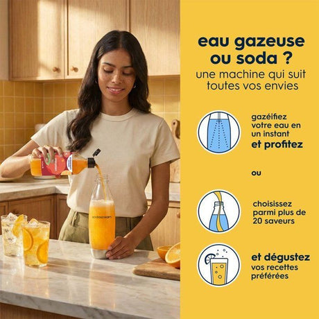 Machine a soda et eau pétillante - SODASTREAM - E-TERRA - 1 bouteille compatible lave-vaisselle - 1 recharge de gaz 60L - Noir