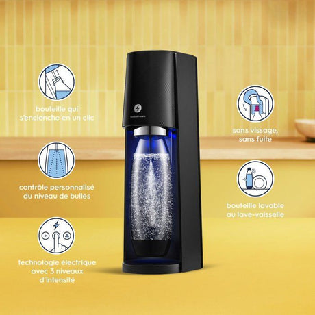 Machine a soda et eau pétillante - SODASTREAM - E-TERRA - 1 bouteille compatible lave-vaisselle - 1 recharge de gaz 60L - Noir