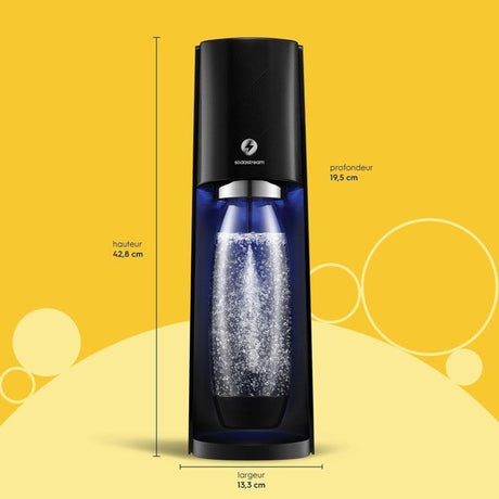 Machine a soda et eau pétillante - SODASTREAM - E-TERRA - 1 bouteille compatible lave-vaisselle - 1 recharge de gaz 60L - Noir